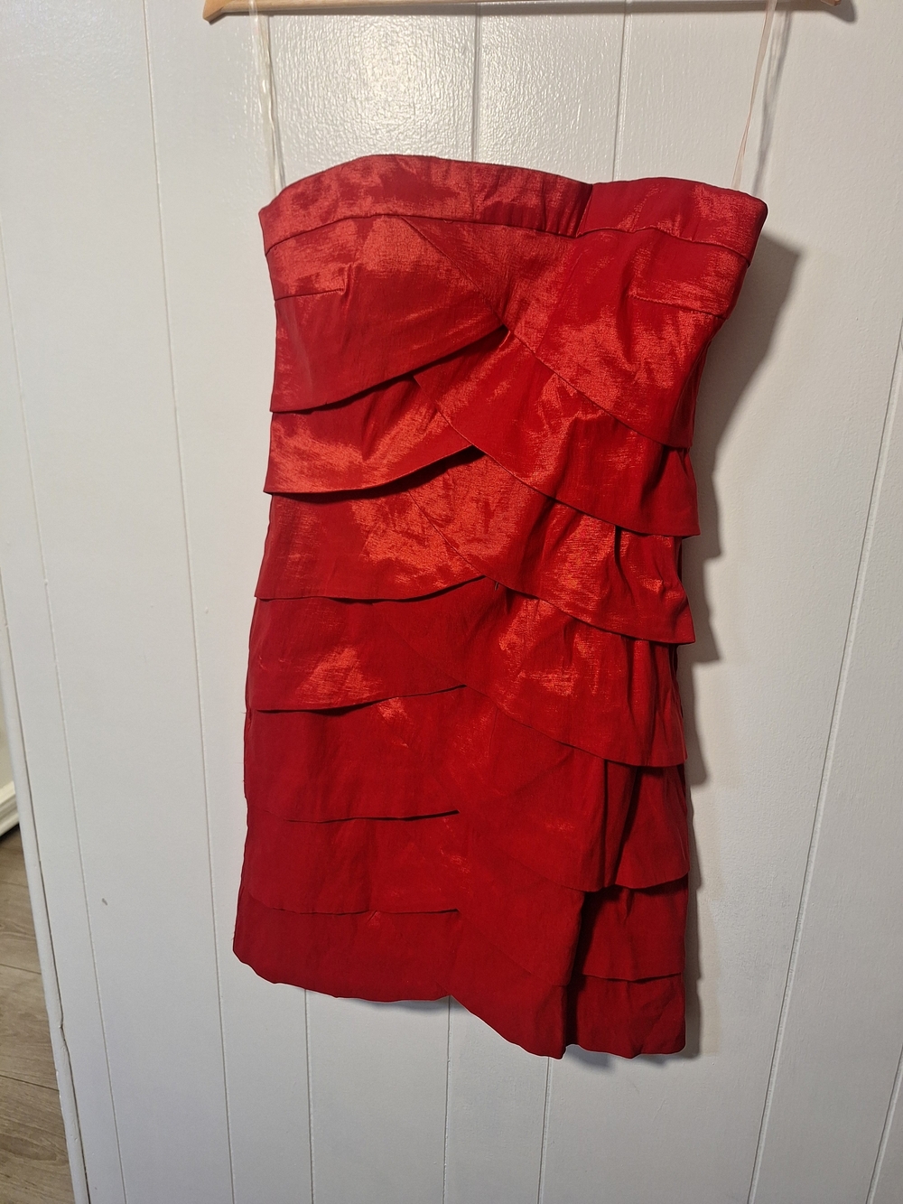 Red Strapless Ruffle Cocktail Dress